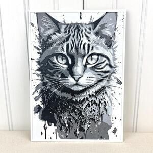 Black & White Tabby Cat Art, Bold Cat Print, Monochrome Cat Art, Cat Decor